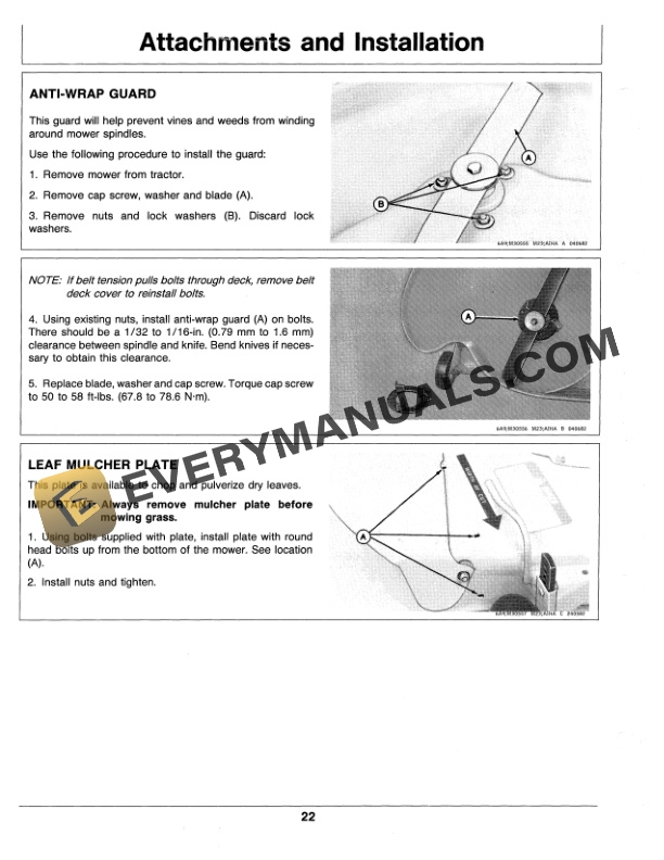 John Deere 46 INCH MID MOUNT ROTARY MOWER FOR 314 316 317 AND 318 TRACTORS Operator Manual OMM85265 3