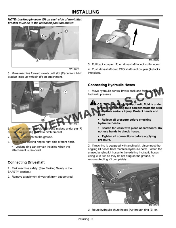 John Deere 46 Inch Quick Hitch Snowthrower Operator Manual OMM146113 2