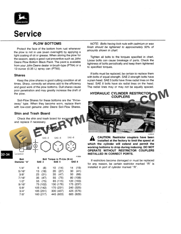 John Deere 4600 INTEGRAL TWO WAY MOLDBOARD PLOW Operator Manual OMA43433 3