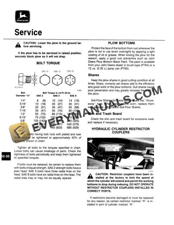 John Deere 4600 INTEGRAL TWO WAY MOLDBOARD PLOW Operator Manual OMA50711 3