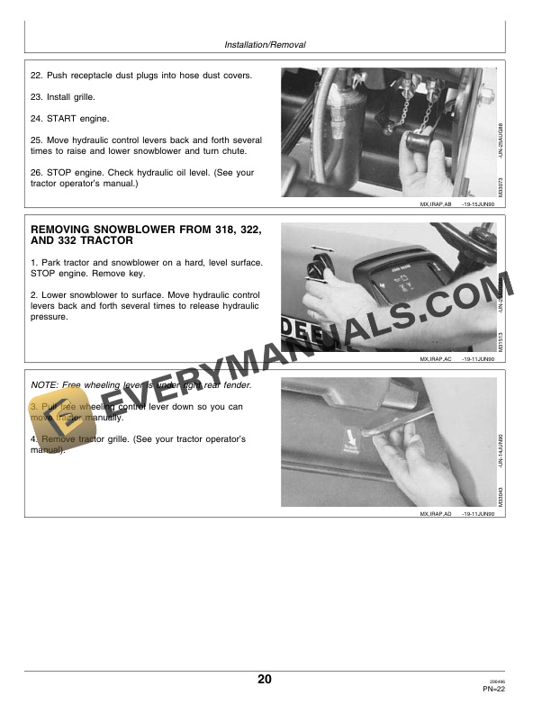 John Deere 47 Inch Snowblower For 318 322 332 420 and 430 Tractor Operator Manual OMM95314 2