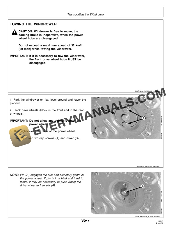 John Deere 4890 Self Propelled Windrower Operator Manual OME87943 2