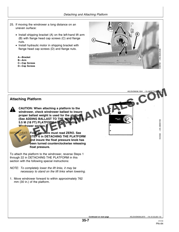 John Deere 4890 Self Propelled Windrower Operator Manual OME98055 2