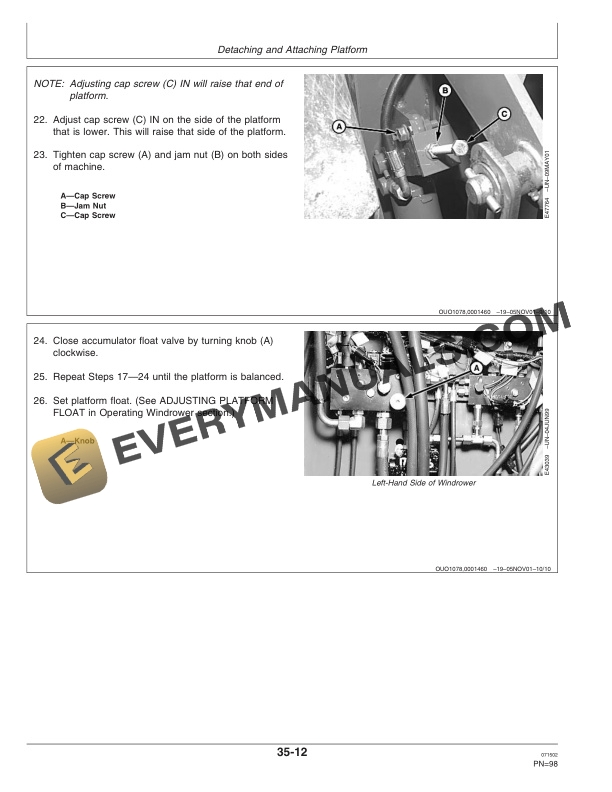 John Deere 4895 Self Propelled Windrower Operator Manual OME126774 2