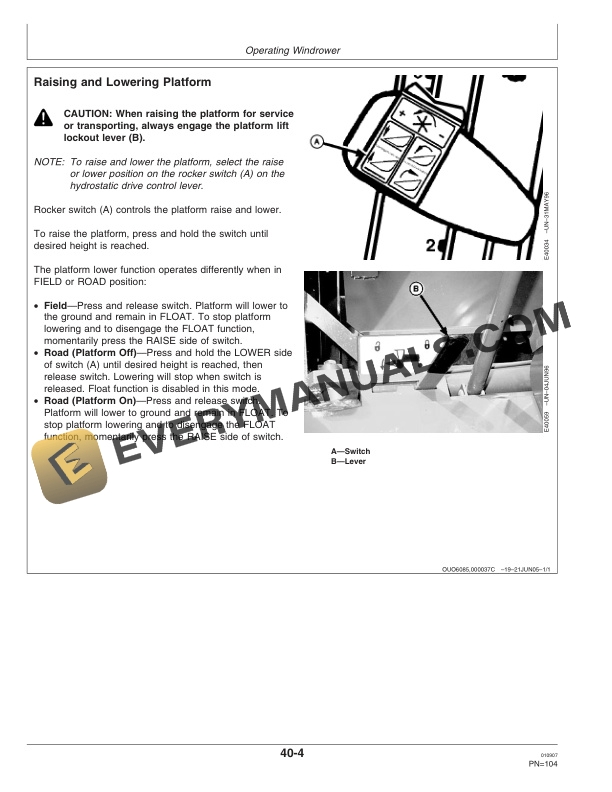 John Deere 4895 Self Propelled Windrower Operator Manual OMFH304219 2