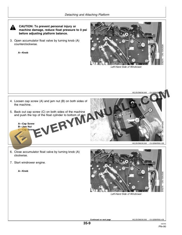 John Deere 4990 Self Propelled Windrower Operator Manual OME93361 2