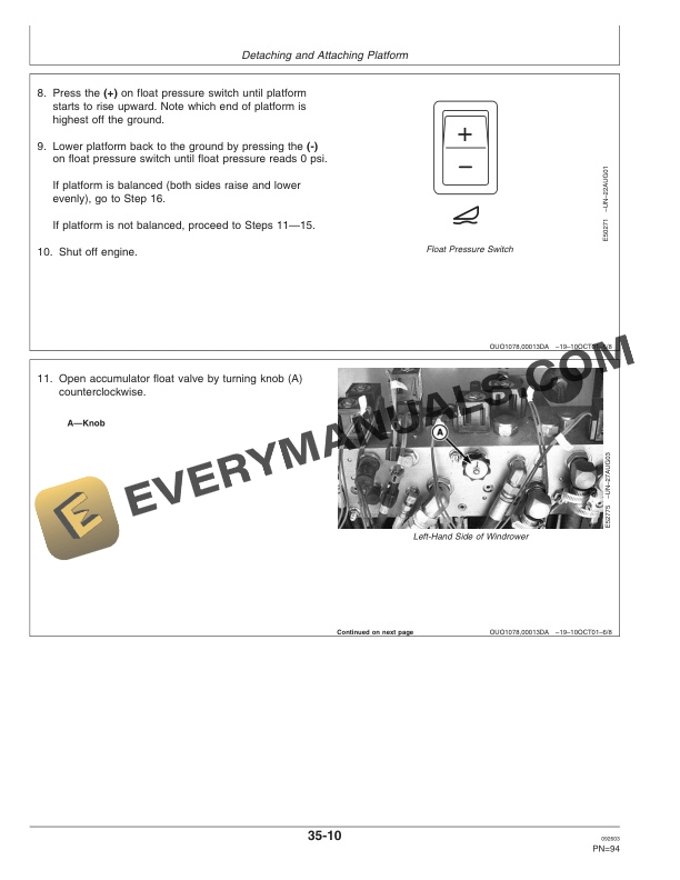 John Deere 4995 Self Propelled Windrower Operator Manual OME130253 2