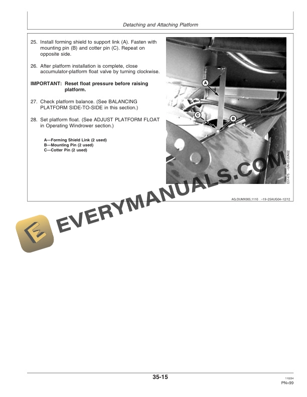 John Deere 4995 Self Propelled Windrower Operator Manual OME130511 2