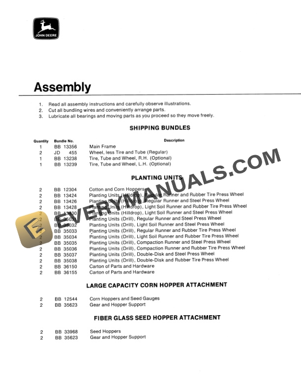 John Deere 5193 COTTON AND CORN PLANTER Operator Manual OMB25520 3