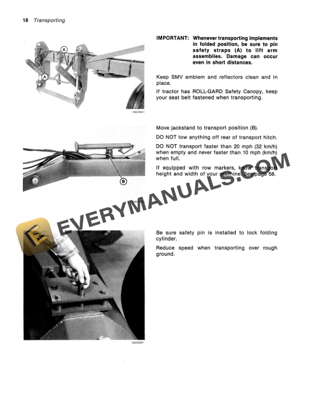 John Deere 530 TRANSPORT HITCH Operator Manual OMN159593 2