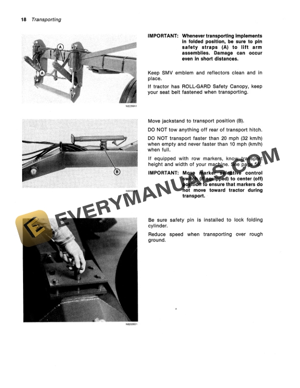 John Deere 530 TRANSPORT HITCH Operator Manual OMN200022 2