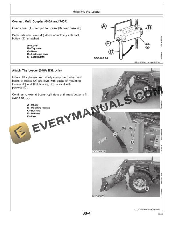 John Deere 540A 640A 740A Loader Operator Manual OMCC42119 2