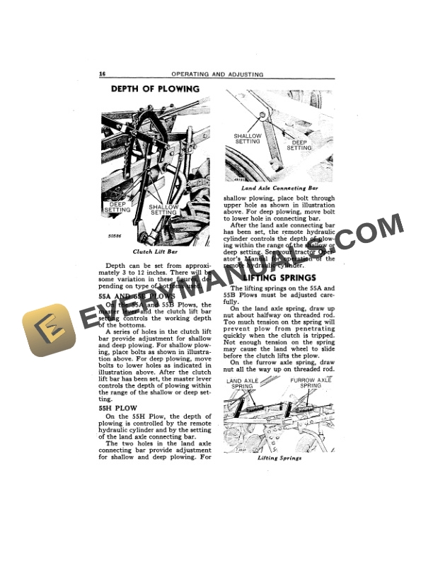 John Deere 55A 55B and 55H Three Bottom Drawn Moldboard Plow Operator Manual OMA41258 2