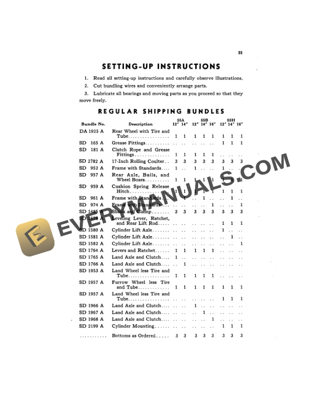 John Deere 55A 55B and 55H Three Bottom Drawn Moldboard Plow Operator Manual OMA41258 3