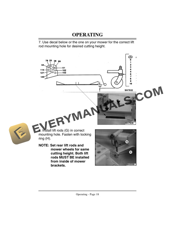 John Deere 60 Inch Direct Drive Rear Discharge Mower for F1145 Front Mower Four Wheel Drive Operator Manual OMM117809 2