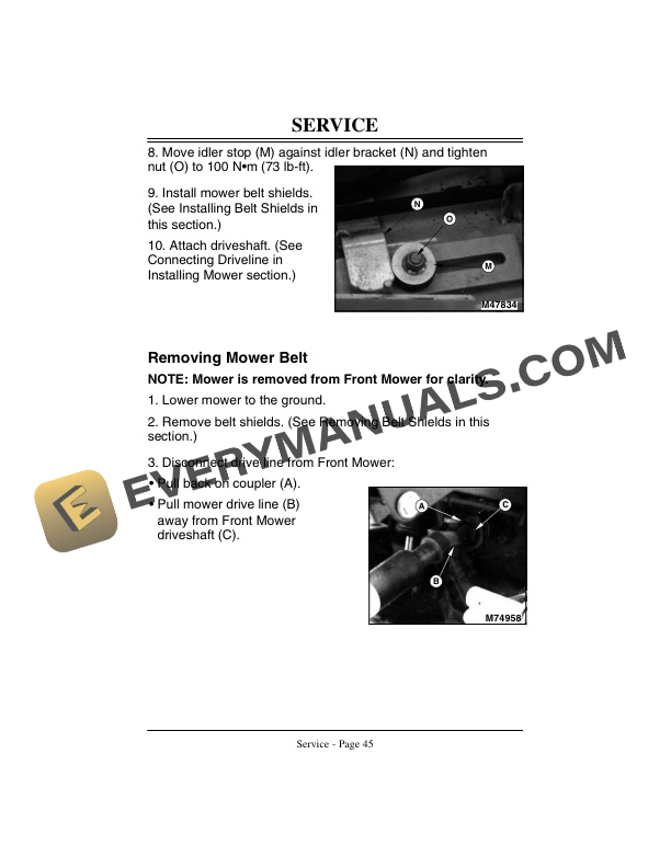 John Deere 60 Inch Direct Drive Rear Discharge Mower for F1145 Front Mower Four Wheel Drive Operator Manual OMM123189 3