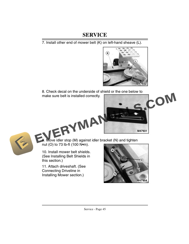 John Deere 60 Inch Direct Drive Side Discharge Mower For F1145 Front Mower Four Wheel Drive Operator Manual OMM119398 3