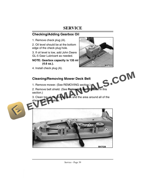 John Deere 60 Inch Mid Mount Rotary Mower for 425 445 and 455 Tractors Operator Manual OMM123386 3
