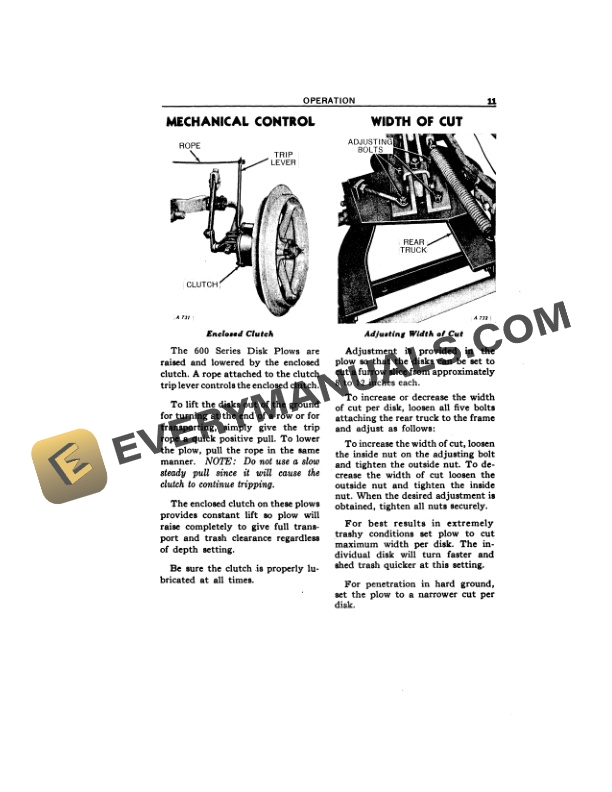 John Deere 600 and 600H Drawn Disk Plow Operator Manual OMA3560 2