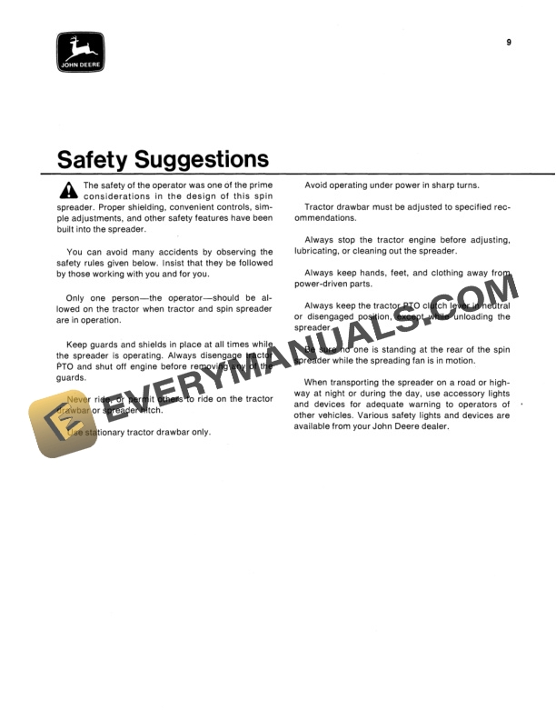 John Deere 605 SPIN SPREADER Operator Manual OMGA10400 2