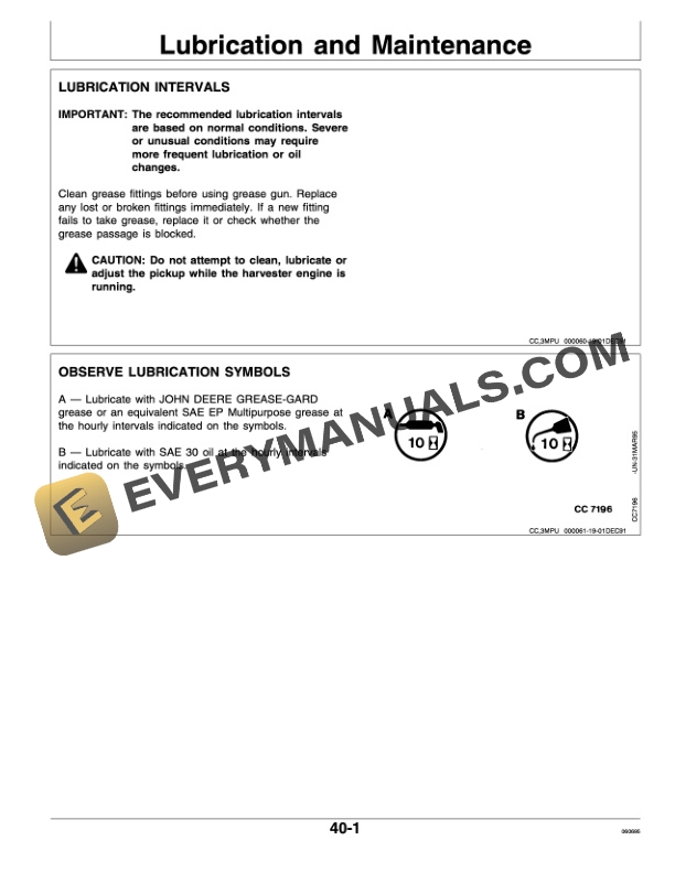 John Deere 630 645 Windrow Pickup Operator Manual OMCC42124-3
