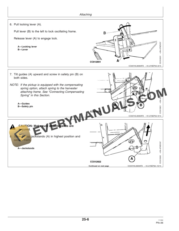 John Deere 630A, 640A and 645A Windrow Pickup Operator Manual OMCC58124-2
