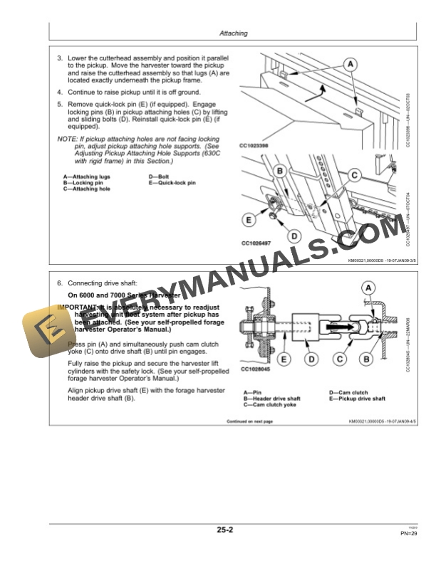 John Deere 630C, 640C and 645C Windrow Pickup Operator Manual OMLCA97416-2