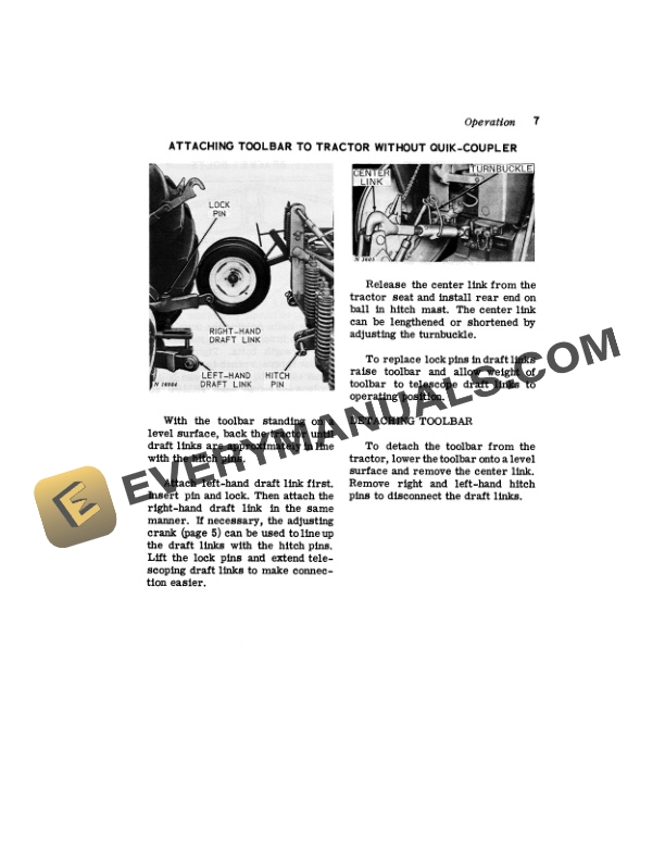 John Deere 640 Series Integral Toolbar and No. 6 Toolbar Carrier Operator Manual OMN159125-2
