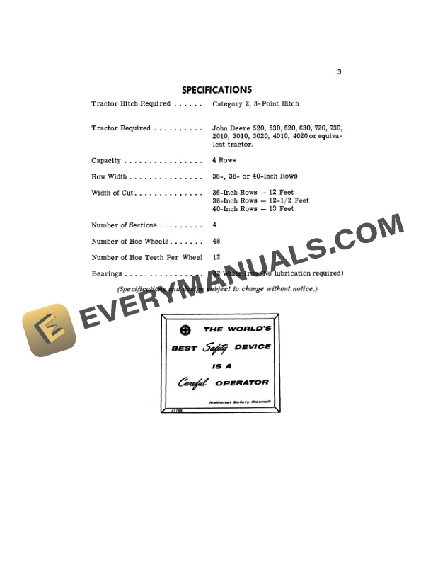 John Deere 642 Flexible Rotary Hoe Operator Manual OMN159067-2