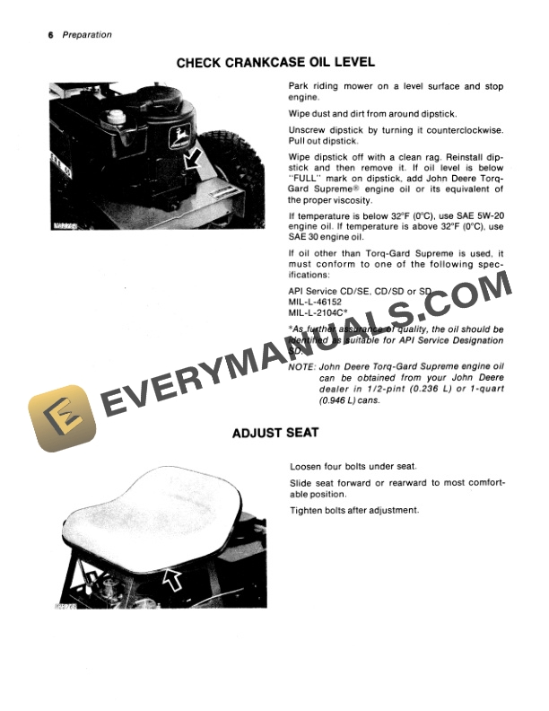 John Deere 65 Riding Mower Operator Manual OMM83166-2