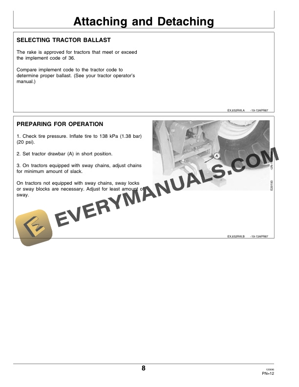 John Deere 652 Side-Delivery Rakes Operator Manual OME81241-2