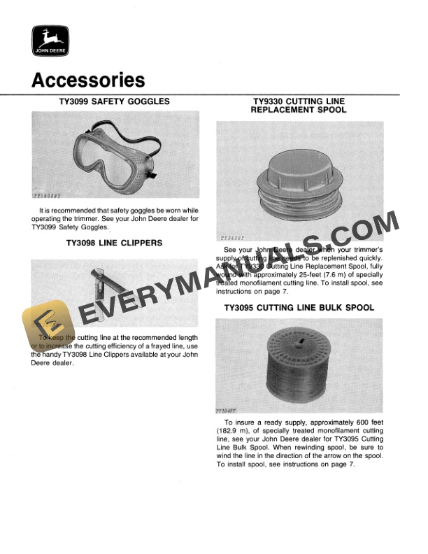 John Deere 65E ELECTRIC NYLON LINE TRIMMER Operator Manual OMTY3843-3