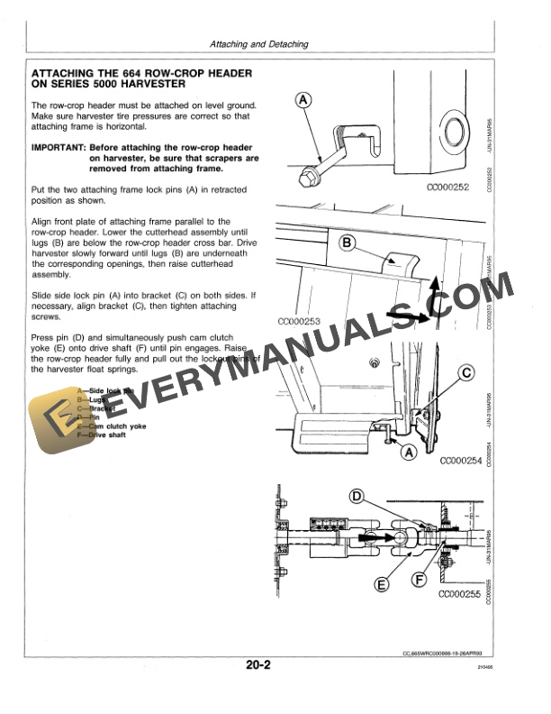John Deere 664 665R 666R Row-Crop Headers Operator Manual OMZ92339-2