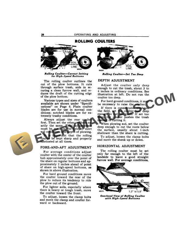 John Deere 666, 666H and 666H Special Tractor-Drawn Moldboard Plow Operator Manual OMA80958-2