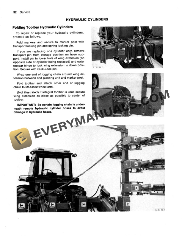 John Deere 70 FOLDING TOOLBAR Operator Manual OMA45278 2