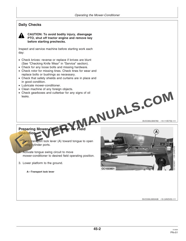 John Deere 730 and 735 Mower Conditioner Operator Manual OMCC58237 2
