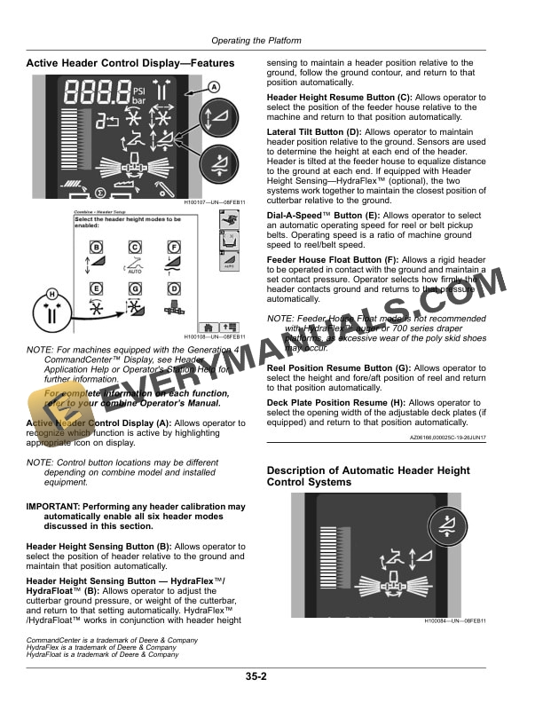 John Deere 730FD 735FD 740FD and 745FD Flexible Draper Platform Operator Manual OMHXE127840 2