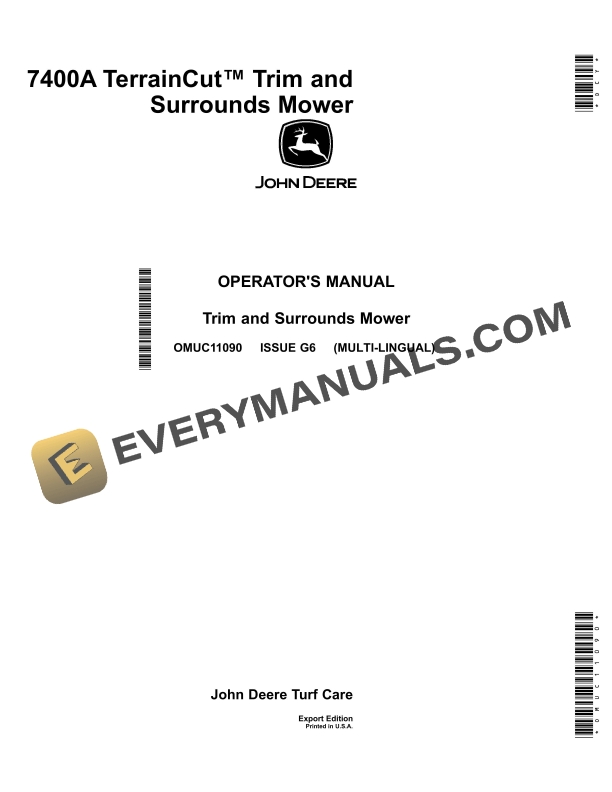 John Deere 7400A TerrainCut Trim and Surrounds Mower Operator Manual OMUC11090-1