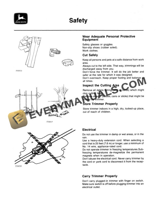 John Deere 75E Electric Nylon Line Trimmer Edger Operator Manual OMTY3856-2