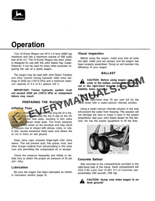John Deere 76 HI-DUMP WAGON Operator Manual OME57327-2