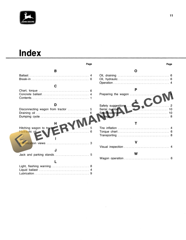 John Deere 76 HI-DUMP WAGON Operator Manual OME57327-3