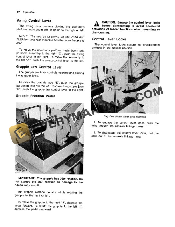 John Deere 7610 and 7620 Knuckleboom Loader Operator Manual OMGA10482-2