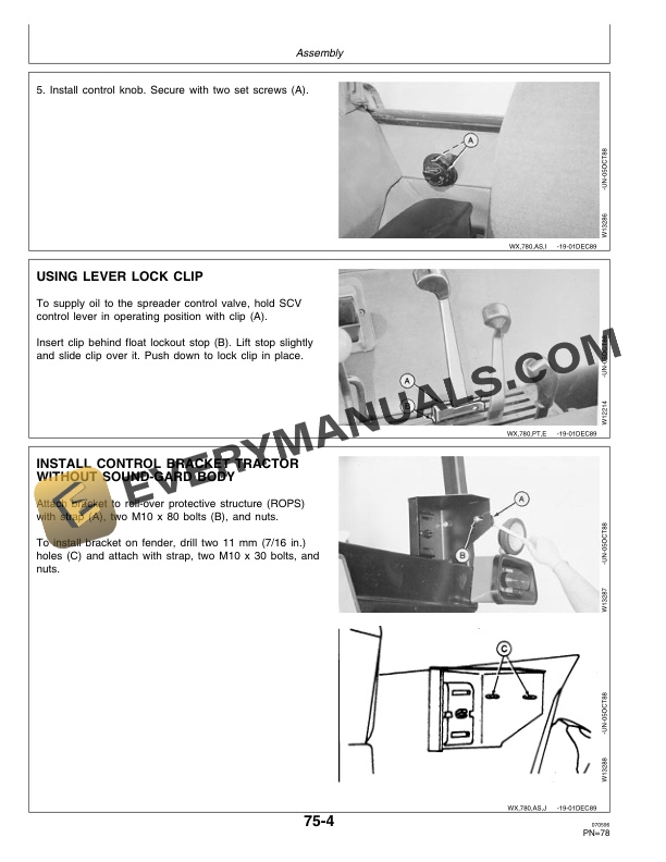 John Deere 780 Hydra-Push Manure Spreader Operator Manual OMW40645-3