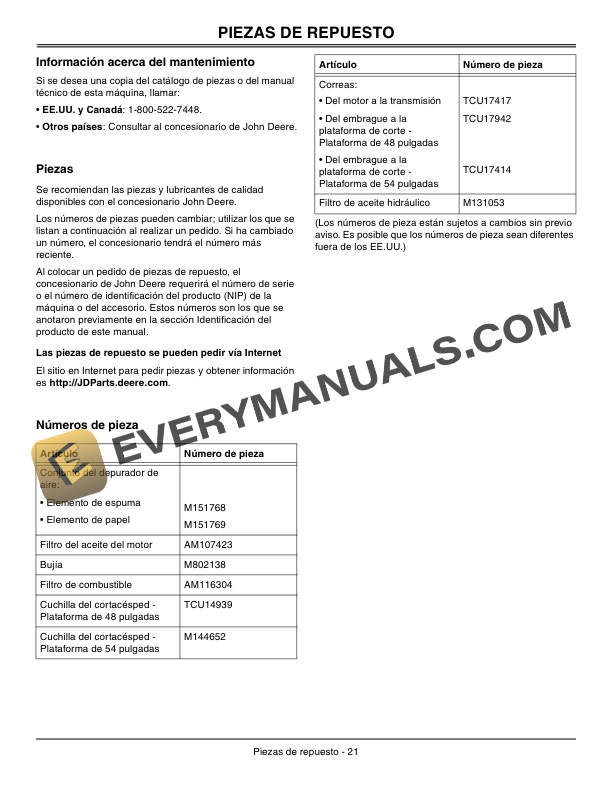 John Deere 7H17 and 7H19 Commercial Walk Behind Mower Operator Manual OMTCU21434-3