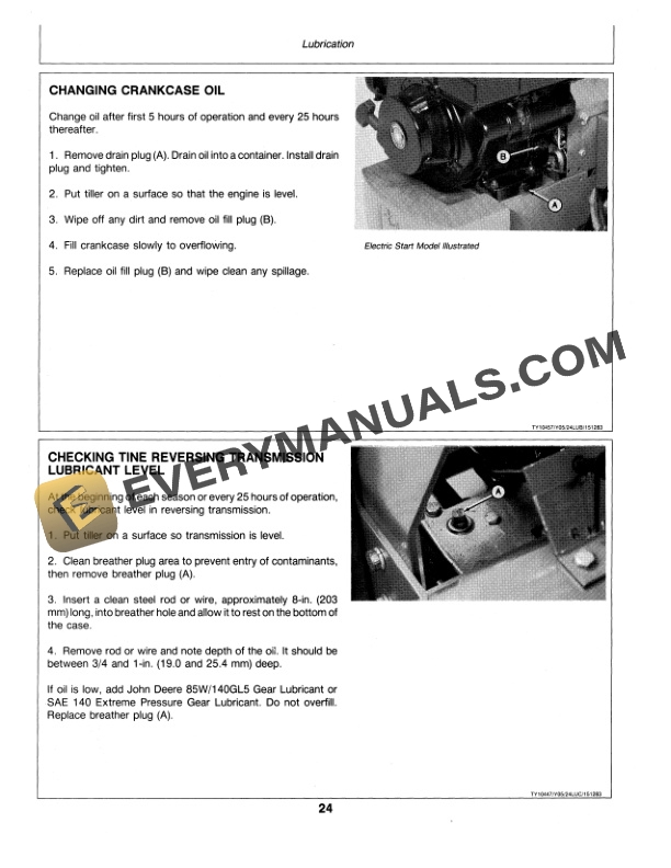 John Deere 820A Rear Tine Tiller Operator Manual OMTY20680-3