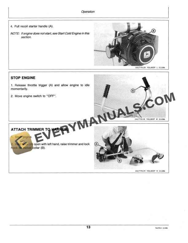 John Deere 85G Gasoline Trimmer Edger Operator Manual OMTY20867-2