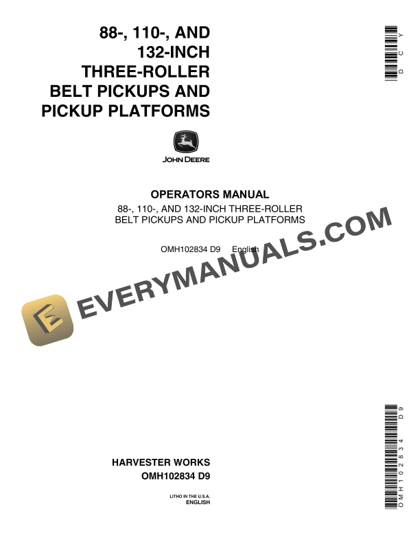 John Deere 88-, 110-, AND 132-INCH THREE Operator Manual OMH102834-1