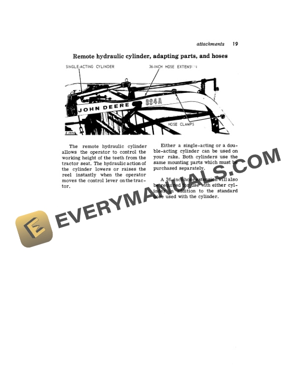 John Deere 890 SERIES SIDE-DELIVERY RAKE Operator Manual OME16343-3