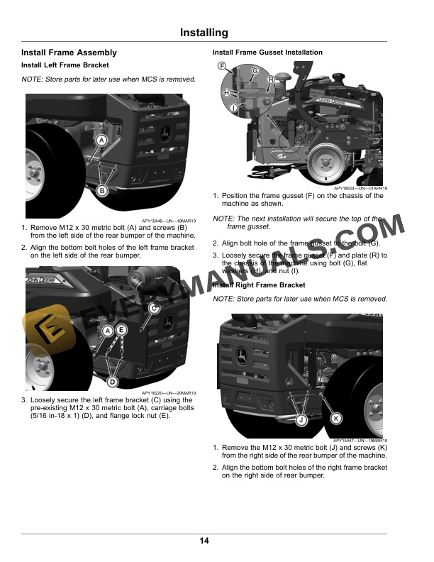 John Deere 9.6 Bushel Dump from Seat Material Collection System Operator Manual OMUC22470E-2