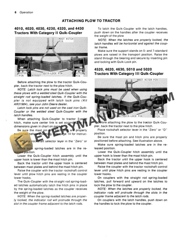 John Deere 90 SERIES SUBSOIL CHISEL PLOW Operator Manual OMA25194-2